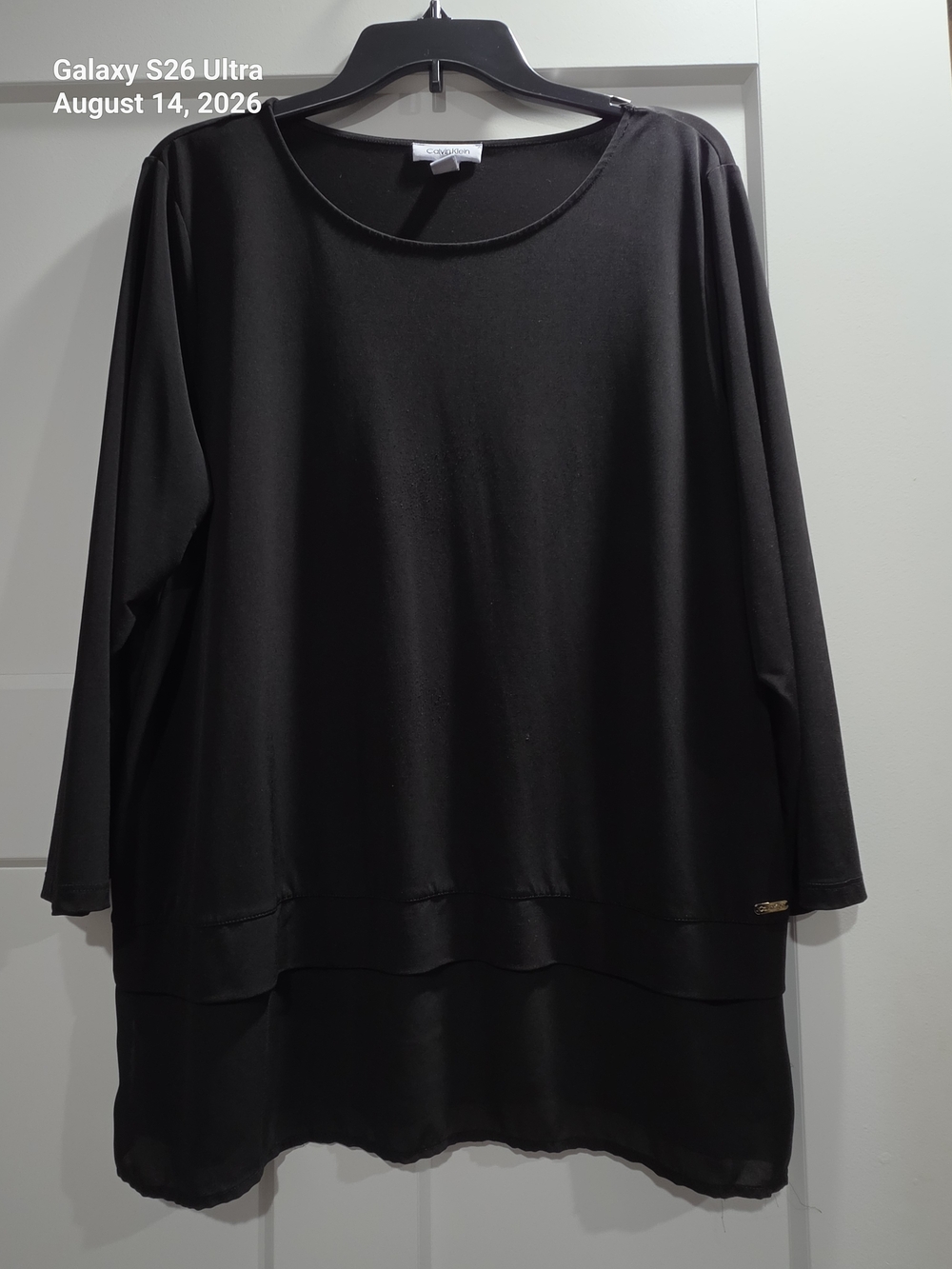 Calvin Klein Black Layered-Hem Tunic Top